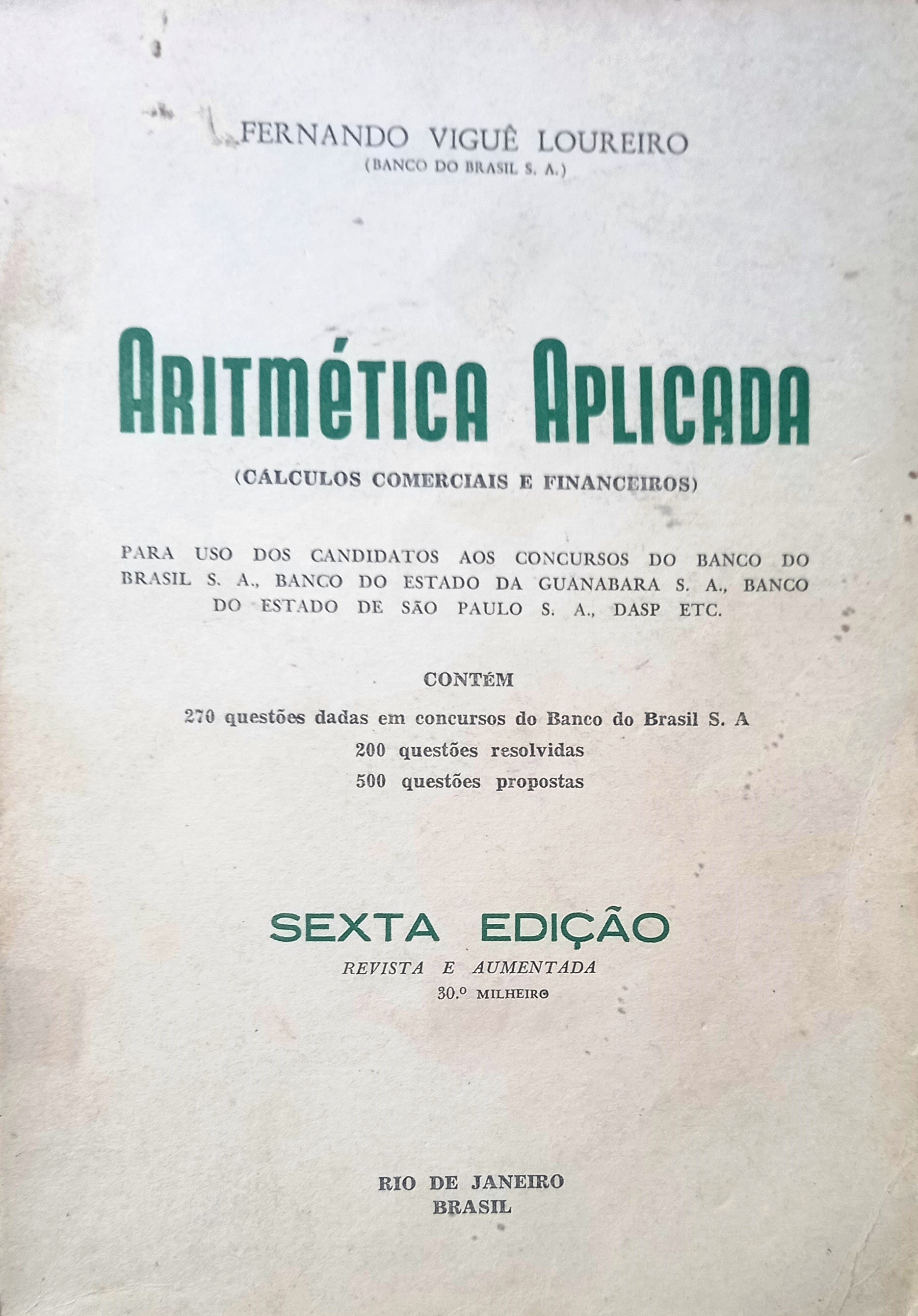 Aritmética Aplicada Calculos Comerciais e Financeiros - Fernando Viguê Loureiro
