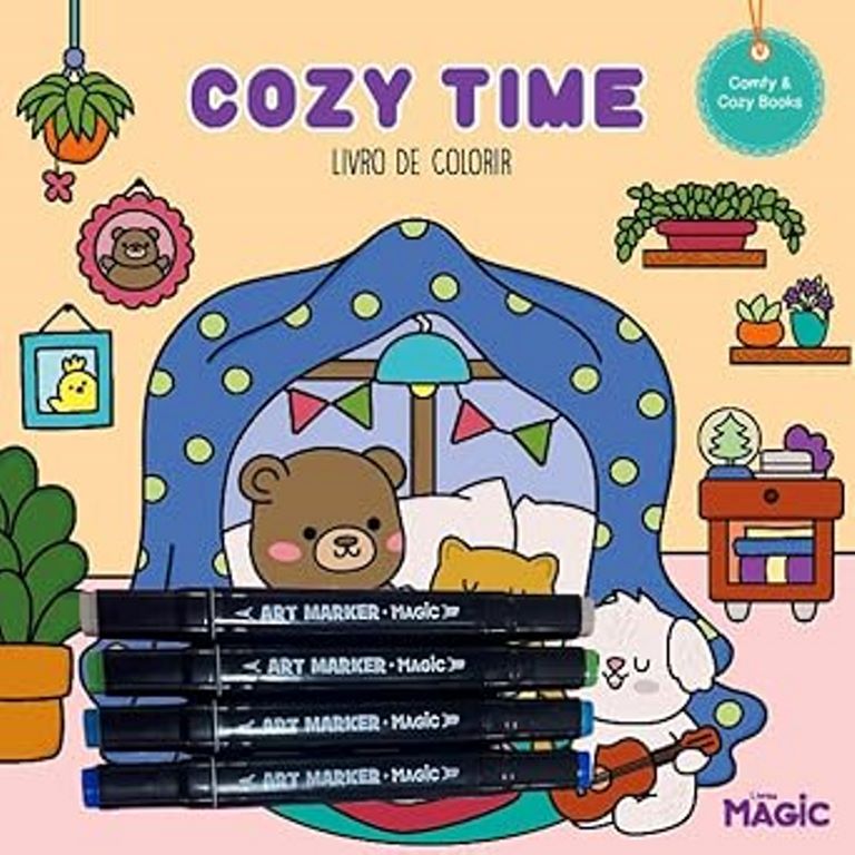 Colorir Cozy Time - Com 4 Canetinhas Art Marker (Bob Goods) - Magic Kids 