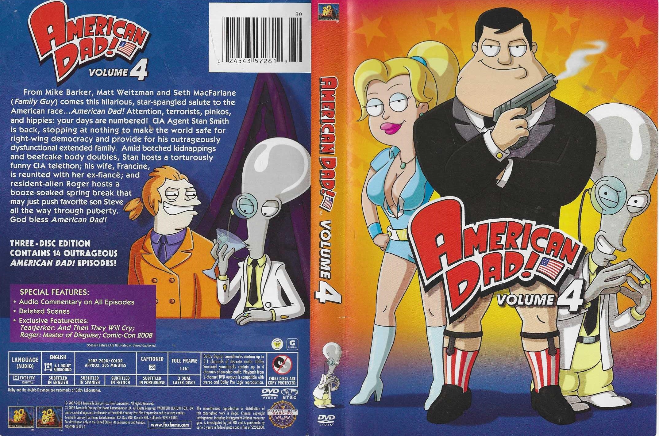 Dvd - American Dad - Volume 4 - 3 Dvds - Seth Macfarlane / Mike Barker e Matt Weitzman