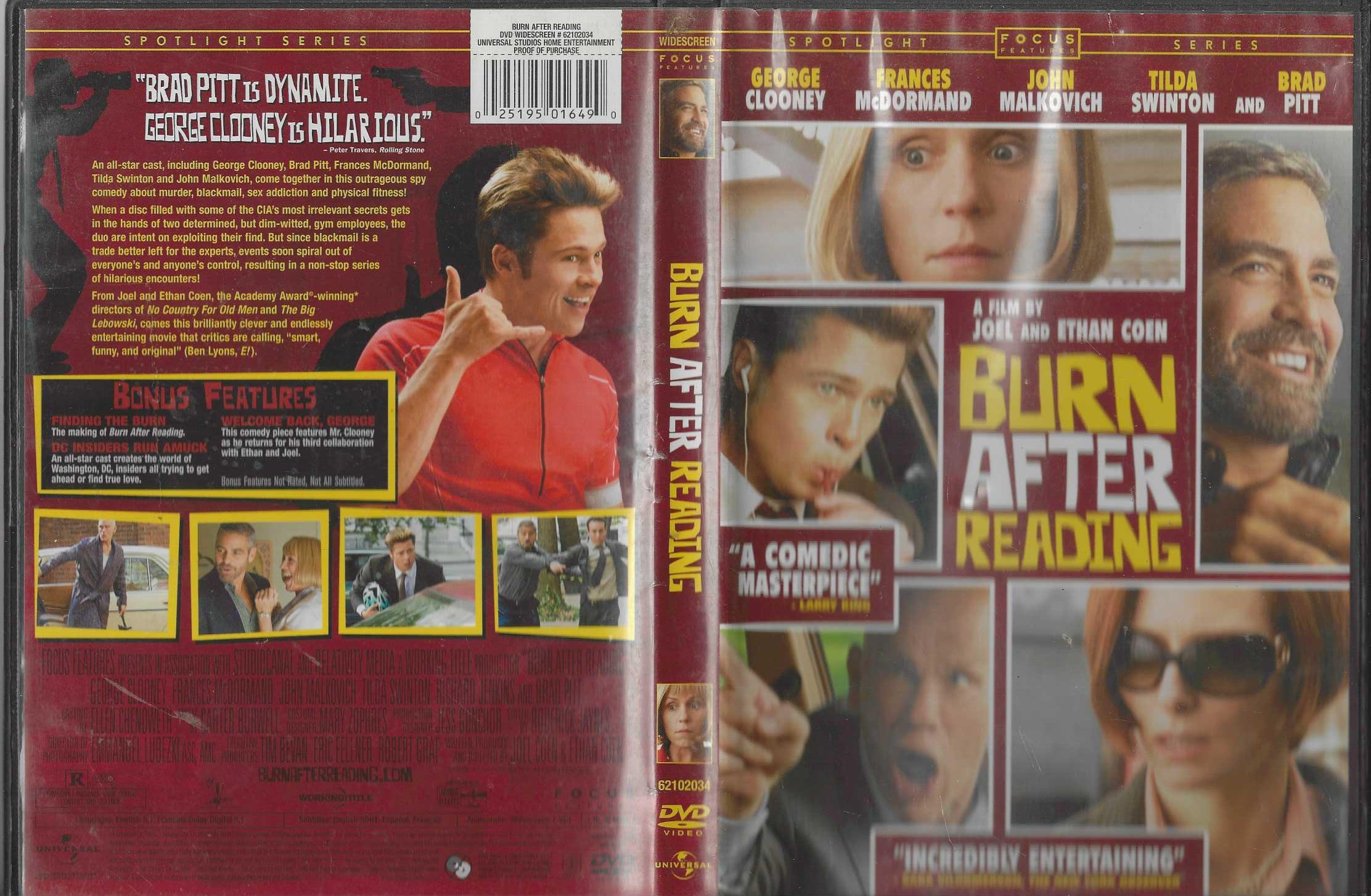 Dvd - Burn After Reading - Joel e Ethan Coen.